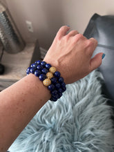 Load image into Gallery viewer, Blue Lapis CZ Pave Starburst Stretch Bracelet - minadjewelry
