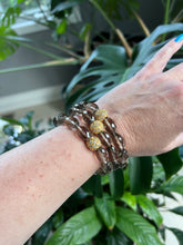 Load image into Gallery viewer, Smoky Quartz Stretch Bracelet with CZ Pave Starburst Center - minadjewelry
