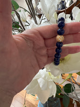 Load image into Gallery viewer, Blue Lapis CZ Pave Starburst Stretch Bracelet - minadjewelry
