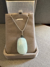 Load image into Gallery viewer, Aquamarine Pendant Necklace on Sterling Silver Rope Chain - minadjewelry
