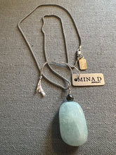 Load image into Gallery viewer, Aquamarine Pendant Necklace on Sterling Silver Rope Chain - minadjewelry
