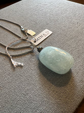 Load image into Gallery viewer, Aquamarine Pendant Necklace on Sterling Silver Rope Chain - minadjewelry

