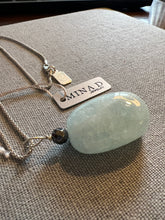 Load image into Gallery viewer, Aquamarine Pendant Necklace on Sterling Silver Rope Chain - minadjewelry
