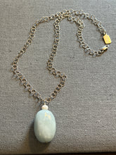 Load image into Gallery viewer, Aquamarine Pendant Necklace on Sterling Silver Circle Chain - minadjewelry
