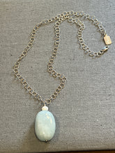 Load image into Gallery viewer, Aquamarine Pendant Necklace on Sterling Silver Circle Chain - minadjewelry
