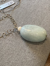 Load image into Gallery viewer, Aquamarine Pendant Necklace on Sterling Silver Circle Chain - minadjewelry

