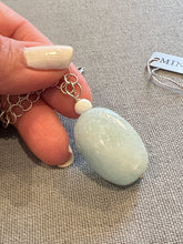 Load image into Gallery viewer, Aquamarine Pendant Necklace on Sterling Silver Circle Chain - minadjewelry
