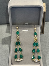 Load image into Gallery viewer, Green Agate Pear Shape Dangling Earrings with Round  Post - minadjewelry
