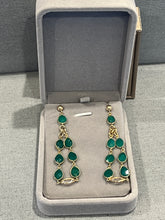 Load image into Gallery viewer, Green Agate Pear Shape Dangling Earrings with Round  Post - minadjewelry
