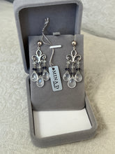 Load image into Gallery viewer, White Topaz Briolette &amp; Iolite Chandelier Earrings - minadjewelry
