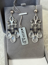 Load image into Gallery viewer, White Topaz Briolette &amp; Iolite Chandelier Earrings - minadjewelry
