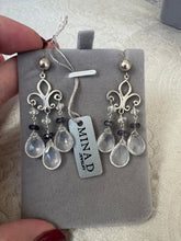 Load image into Gallery viewer, White Topaz Briolette &amp; Iolite Chandelier Earrings - minadjewelry
