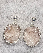 Load image into Gallery viewer, Large Oval Druzy Sterling Silver Earrings

