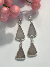 Load image into Gallery viewer, Druzy Double Tri Amethyst Earrings
