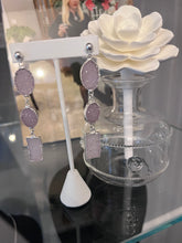 Load image into Gallery viewer, Amethyst Triple Druzy Dangling Earrings
