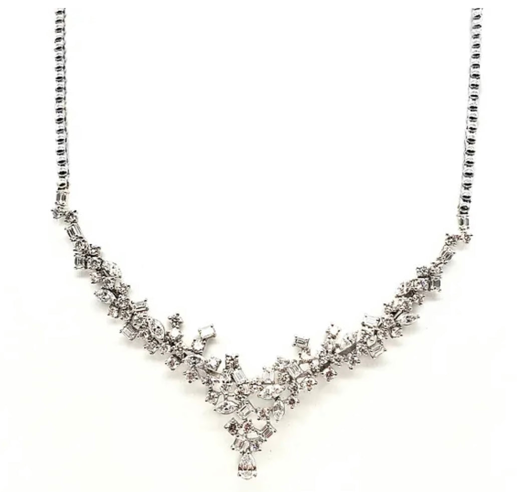 V Shape Fancy Cut Diamond Necklace