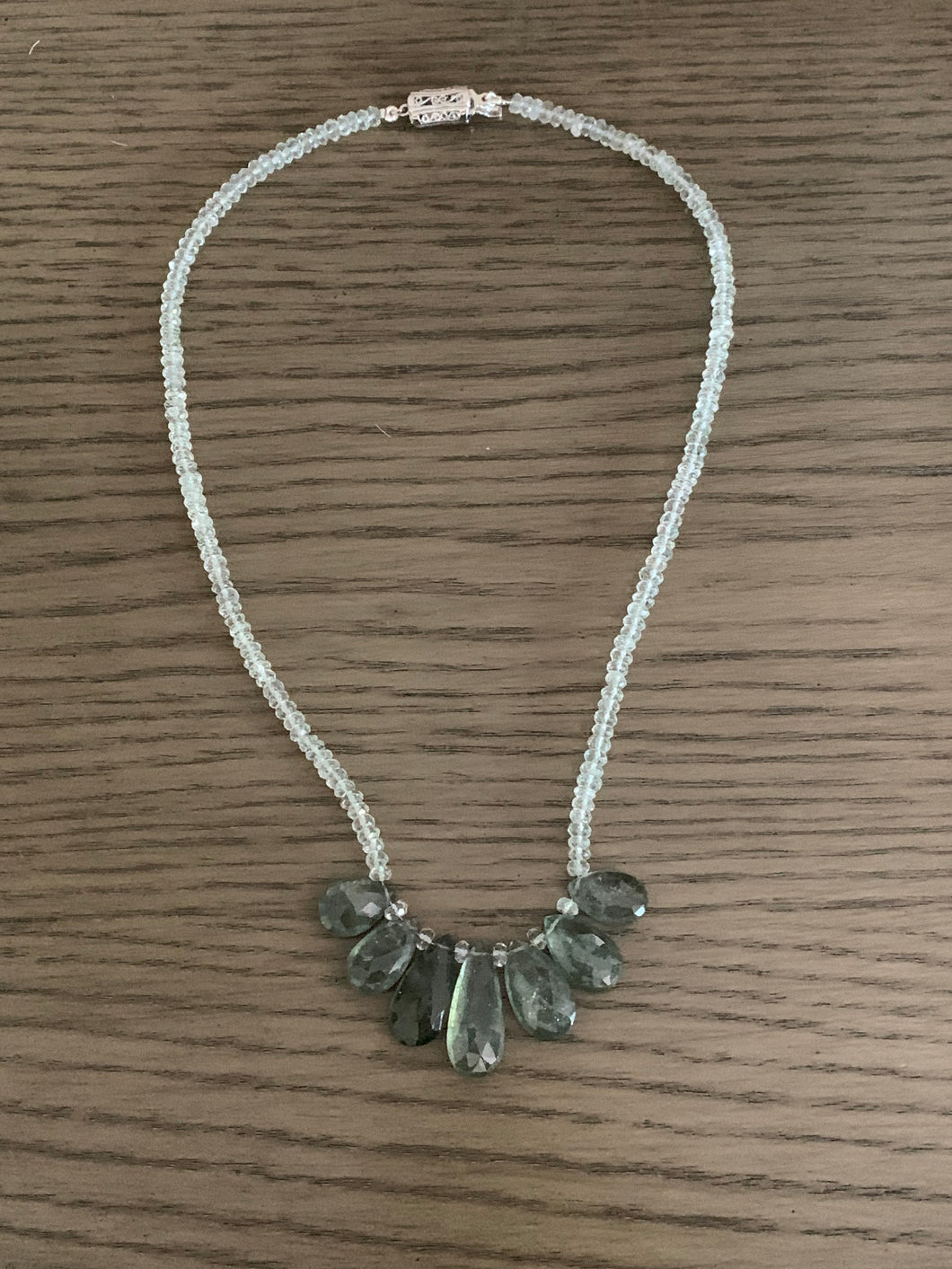 Green Moss  Aquamarine Briolle Necklace