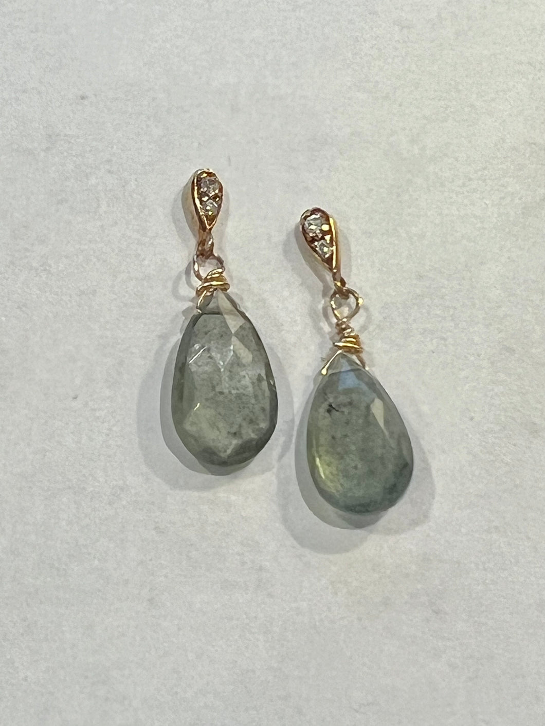 Green Moss Aquamarine Briolle Earrings