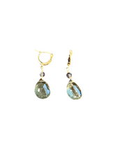 Load image into Gallery viewer, Green Moss Aquamarine Dangling Earrings
