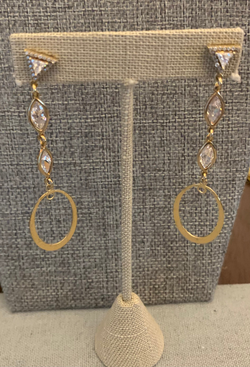 Long Dangling CZ Vermeil MQ & TR Earrings