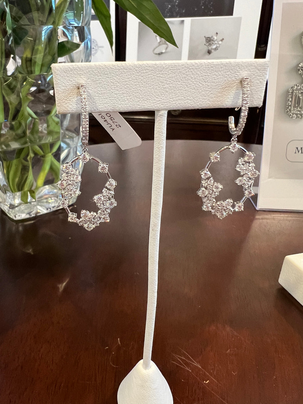 Diamond Dangling Floral Earrings