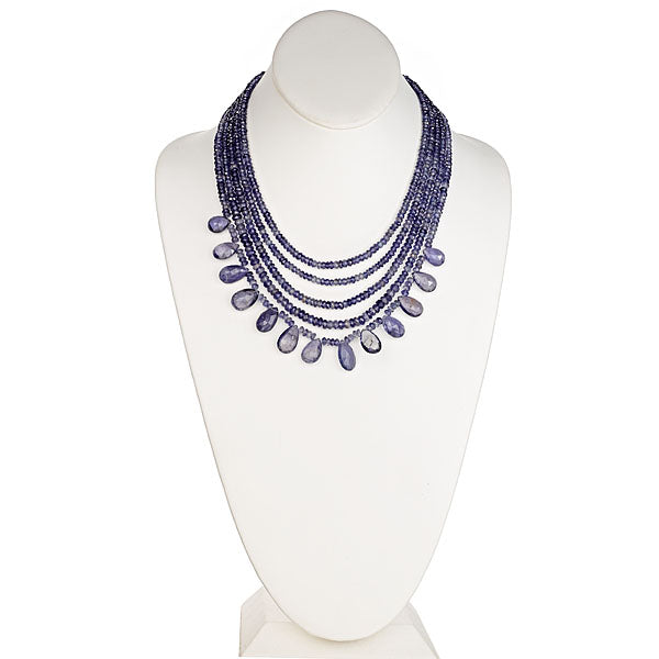 Iolite Briolle Five Row Statement Necklace