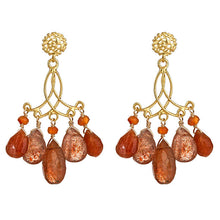 Load image into Gallery viewer, Sunstone Vermeil Chandelier Earrings - minadjewelry
