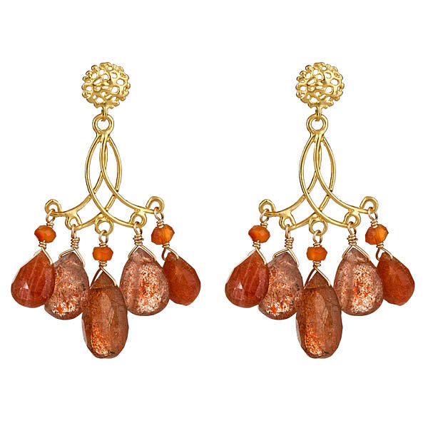 Sunstone Vermeil Chandelier Earrings