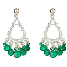 Load image into Gallery viewer, Green Agate Briolle Chandelier Earrings - minadjewelry
