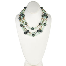 Load image into Gallery viewer, Prehnite Jasper and Golden Pearls Three Row Necklace
