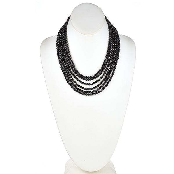 Seven Row  Black Spinel Necklace