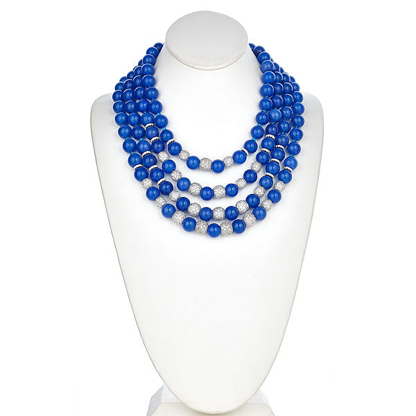 Blue Jade and CZ Statement Necklace