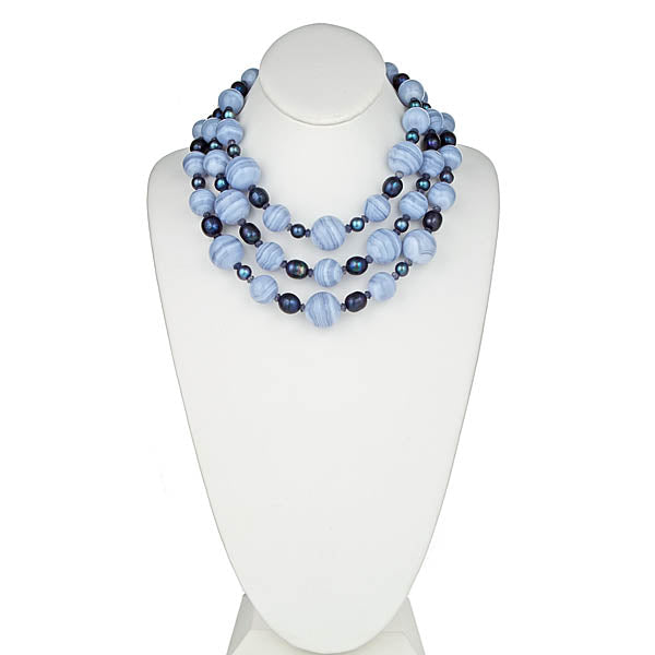 Blue Lace Agate Collar Statement Necklace