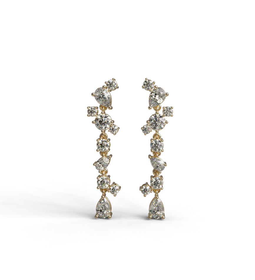 mina d fine jewelry Fancy shapes Drop Diamond Dangle Earrings