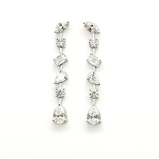 Mixed Fancy Shape Diamond Drop Earrings