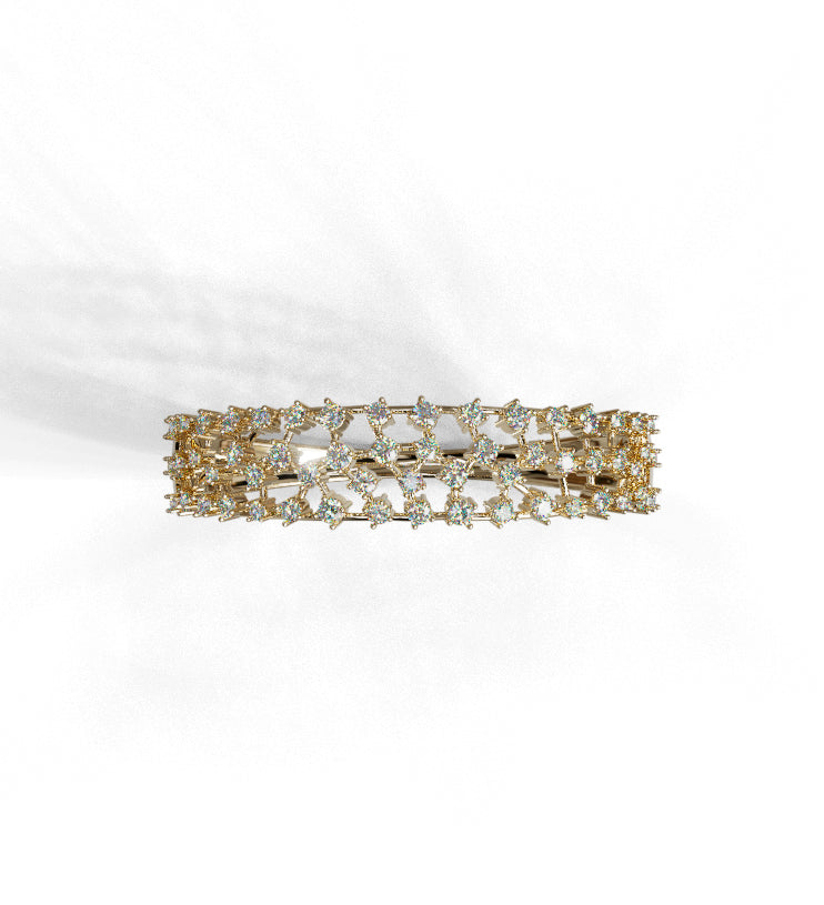 Modern Diamond Cluster Bangle