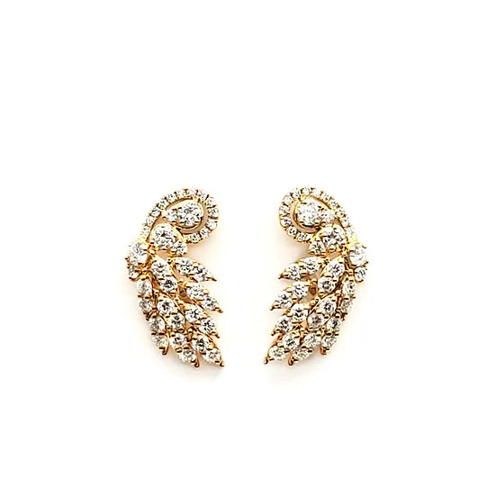 Diamond Peacock Feather Earrings