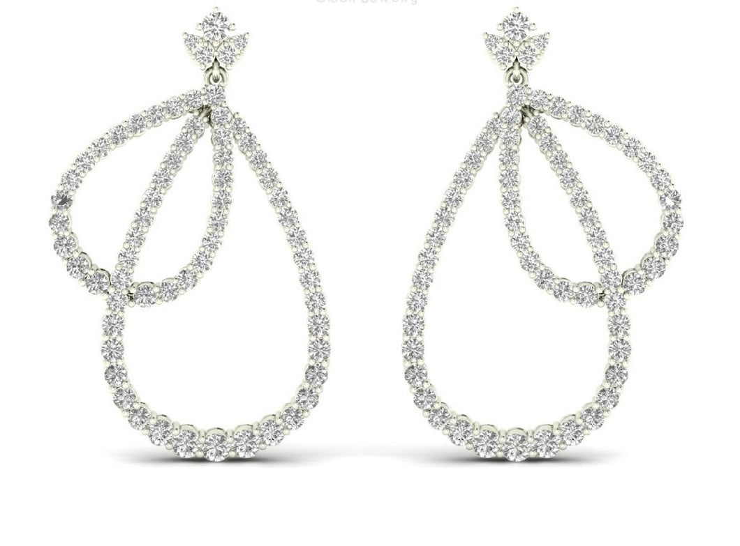 Double Drop Diamond Dangle Earrings