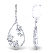 Load image into Gallery viewer, Diamond Dangling Floral Earrings
