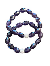 Load image into Gallery viewer, Faceted Amethyst Barrel Stretch Bracelet with CZ Pave Starburst Center
