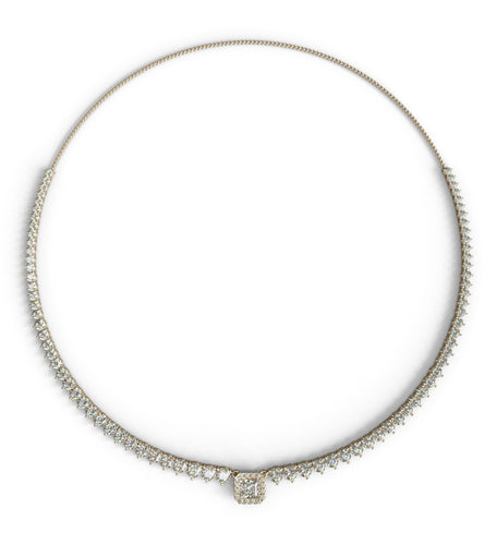 Princess cut diamond center tennis necklace