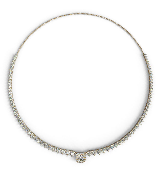 Princess cut diamond center tennis necklace