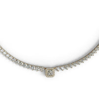 Load image into Gallery viewer, Princess cut diamond center tennis necklace center close up
