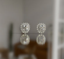 Load image into Gallery viewer, Radiant Cut Diamond Earrings with Oval &amp; Pear Shape Diamonds Around
