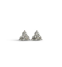 Load image into Gallery viewer, Three stone round diamond stud earrings
