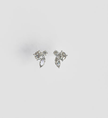 Trio Diamond  cluster earrings round and mq