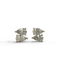 Load image into Gallery viewer, Two Pear Shape diamonds stud earrings yg
