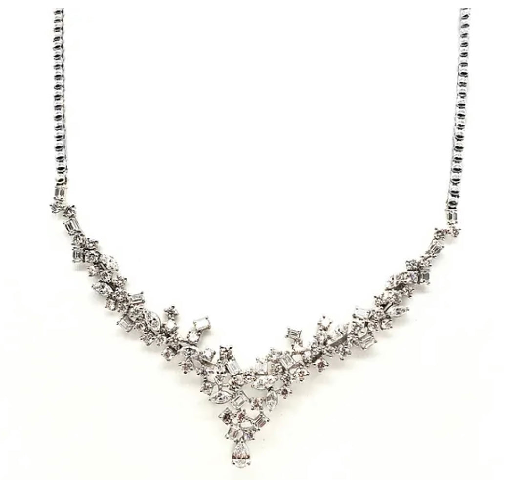 V Shape diamond statement necklace