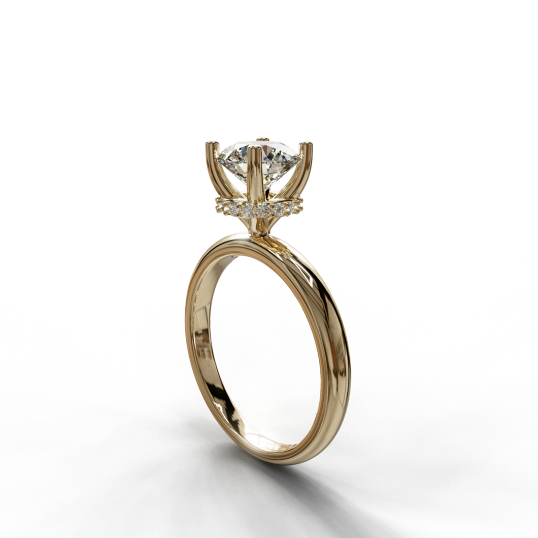 Crown Head Diamond Engagement Ring
