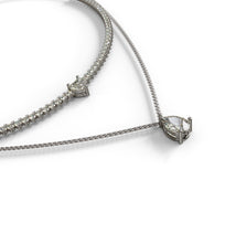 Load image into Gallery viewer, Double Row Heart &amp; Pear Shape Diamond Tennis Necklace

